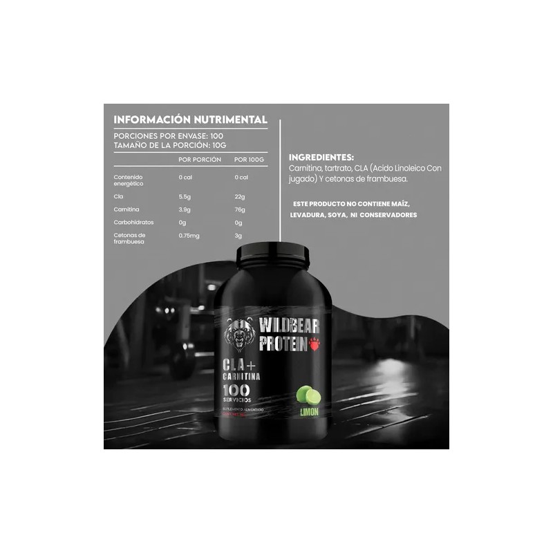 Cla Carnitina Wild Beard 1kg Pre Entreno Sabores 100 Servs