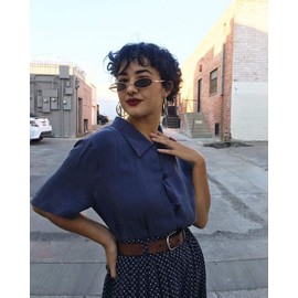 COASION Vintage Small Oval Aesthetic Sunglasses Retro for Women Men Hippie Cool Metal Frame Sun Glasses (Gold Frame/Black Lens)