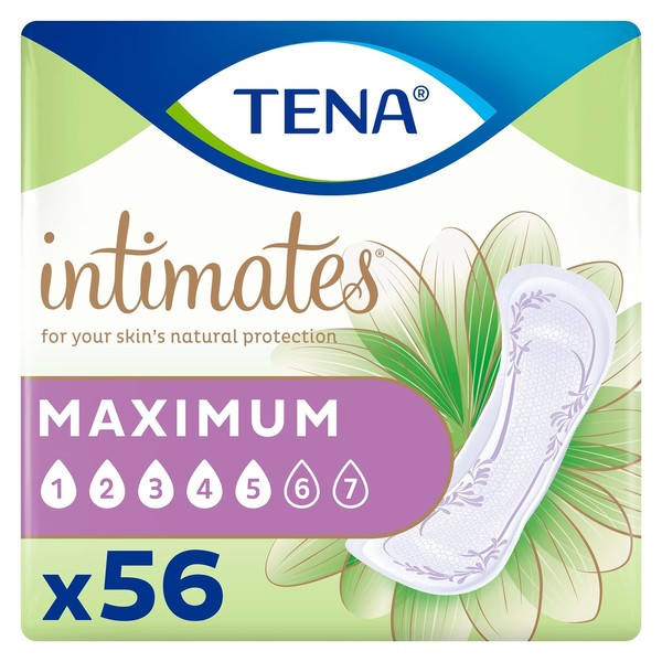 TENA Intimates Maximum Absorbency Incontinence/Bladder Control Pad for Women, Regular Length, 56 Count