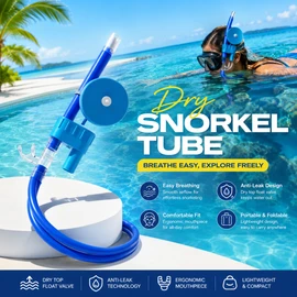 Adult Floating Dry-Top Snorkel Tube Set – 100cm or 200cm Hose with Mouthpiece & Mask Clip, Mask Not Included, Surface Swimming