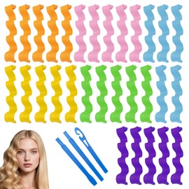 30 Stück Heatless Curls Lockenwickler Über Nacht für Langhaar - Locken ohne Hitze Overnight Waves Hair Curler mit Styling Haken, Perfekt für Schlaf & Tagesstyling bei allen Haarlängen