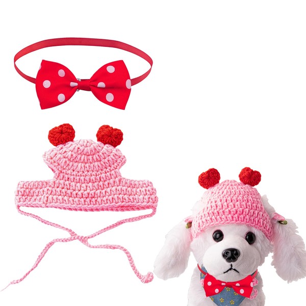 Valentine's Day Costume for Dogs, Large Bow Tie, Pet Neckerchief, Cute Dog Hat, Valentine's Day Dog Costume for Birthday Party, Headpiece Costume