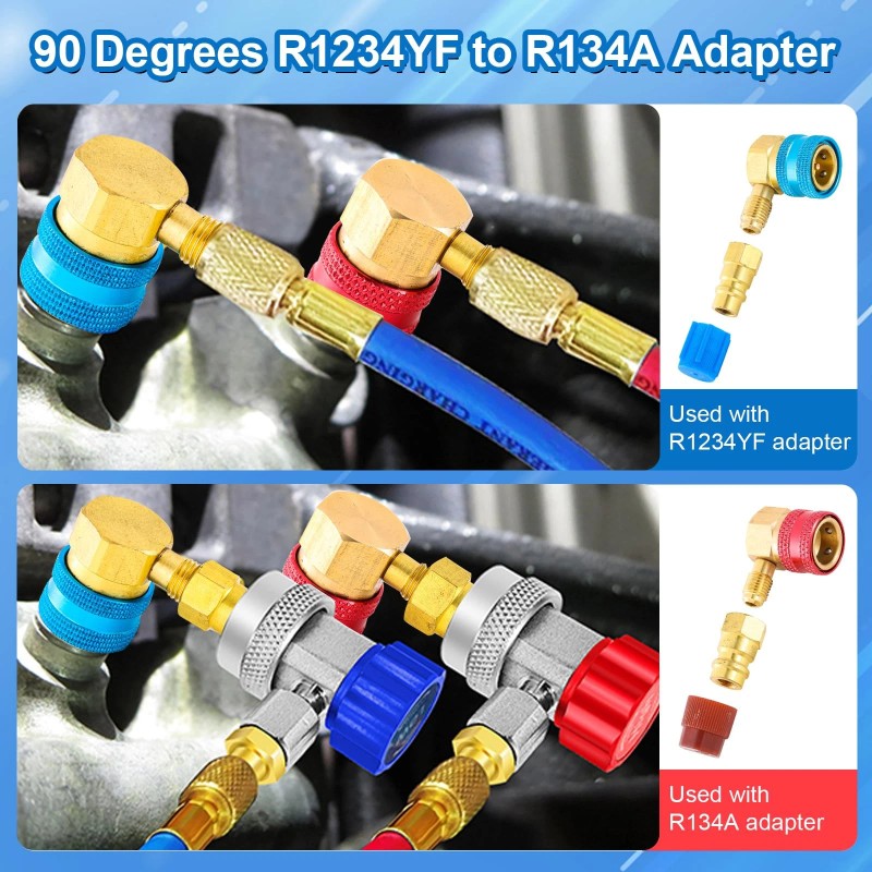 Tigbear R1234YF to R134A Adapter 90 Degrees R1234YF to R134A