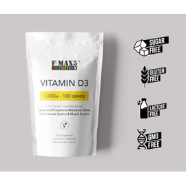 Vitamin D 1000iu | Easy Swallow Micro tablets | One a Day Cholecalciferol VIT D | Vegetarian High Strength Immune System Support Vitamin D Supplement | UK Made (180)