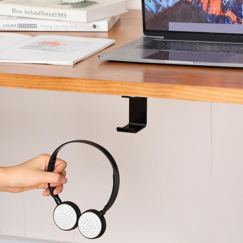 Weysat 6 Pcs Under Desk Headphone Hook Hanger Table Hook