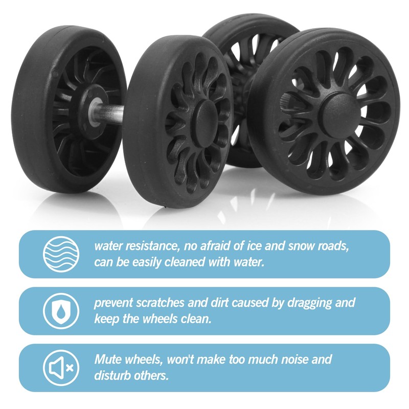 Volein 4 Pcs Replacement Luggage Rubber Wheels 2 inch, 50mm