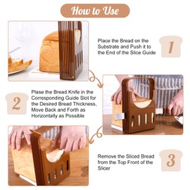 Bread Slicer, Manual Folding Bread Slicer, Foldable Adjustable Bread Cutter with 4 Thicknesses, Foldable Tool for Sandwich Maker