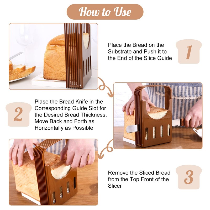 Bread Slicer, Manual Folding Bread Slicer, Foldable Adjustable Bread Cutter