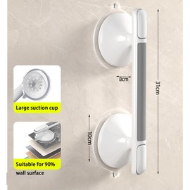 12 Inch Shower Handle Suction Cup Grab Bar for Shower Elderly and Disabled Bath Safety Assist Device Bathroom Safety Handrail