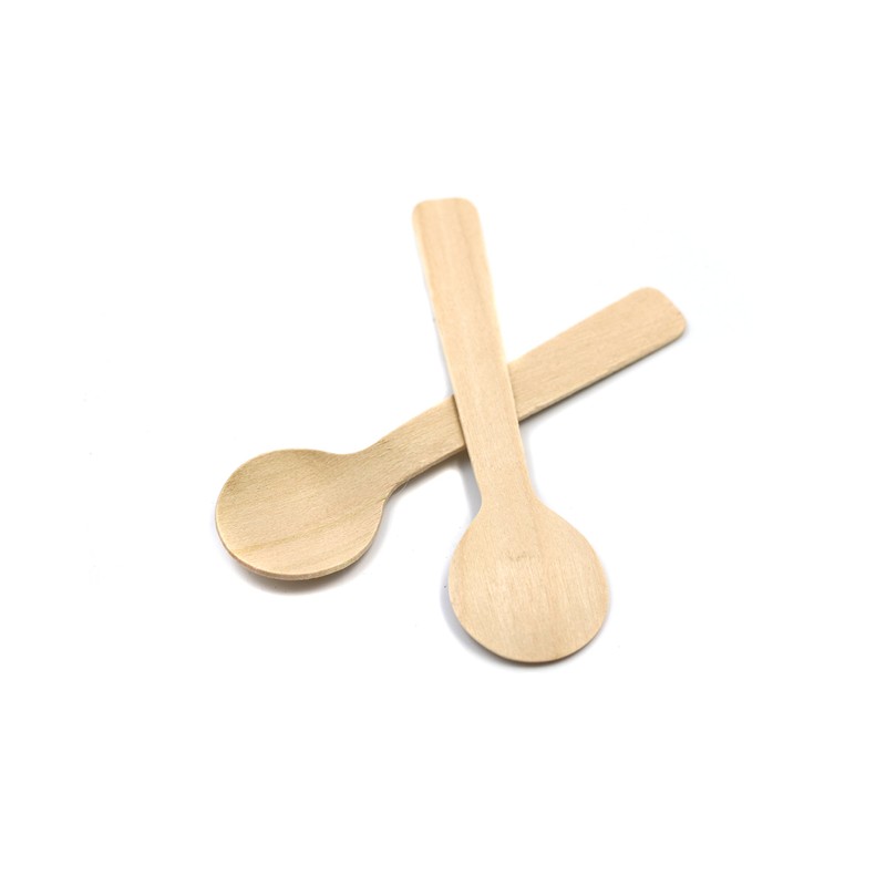 COOBL 3.9 Inches Mini Kitchen Wooden Ice Cream Dessert Spoons