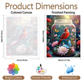 JATOK Paint by Numbers Adults, Paint by Numbers, DIY Bird with Brushes and Acrylic Paints, Hand-Painted Oil Painting Canvas for Home Decor, Without Frame (40 x 50 cm)