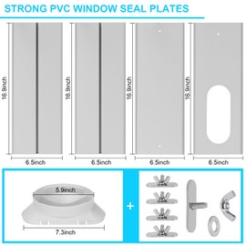 KLOLKUTTA Portable Air Conditioner Window Kit with Coupler, 5.9 Inch Adjustable Window Seal Plate for A/C Units, Universal Sliding AC Vent Kit for Ducting
