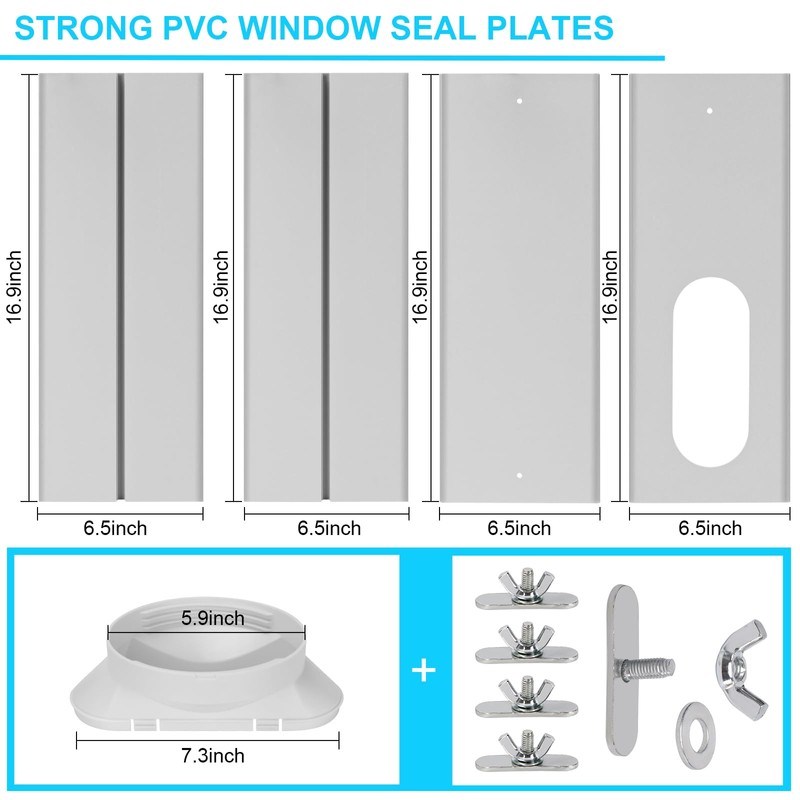KLOLKUTTA Portable Air Conditioner Window Kit with Coupler, 5.9 Inch