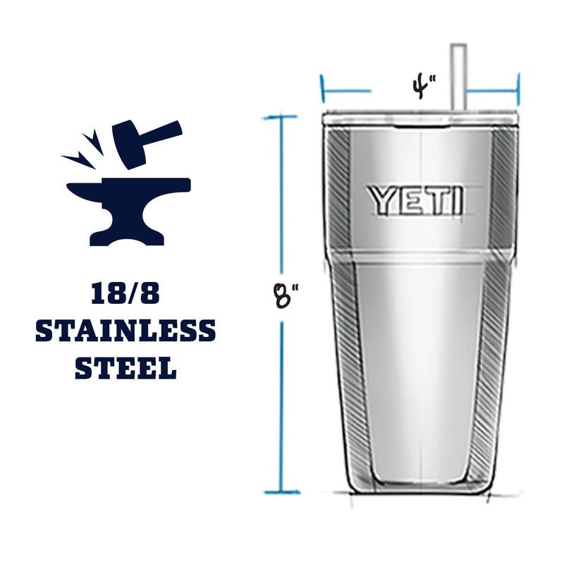 YETI Rambler 26 oz Straw Cup, Vacuum Insulated, Stainless Steel