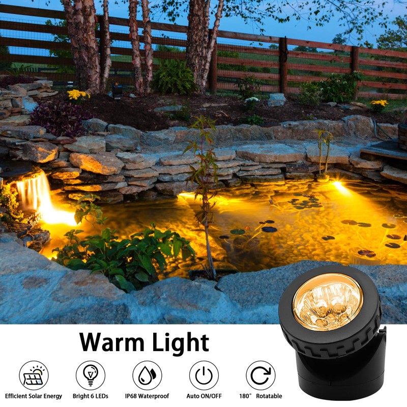 AVEKI Solar Pond Spotlights, 2 in 1 12 LED Solar
