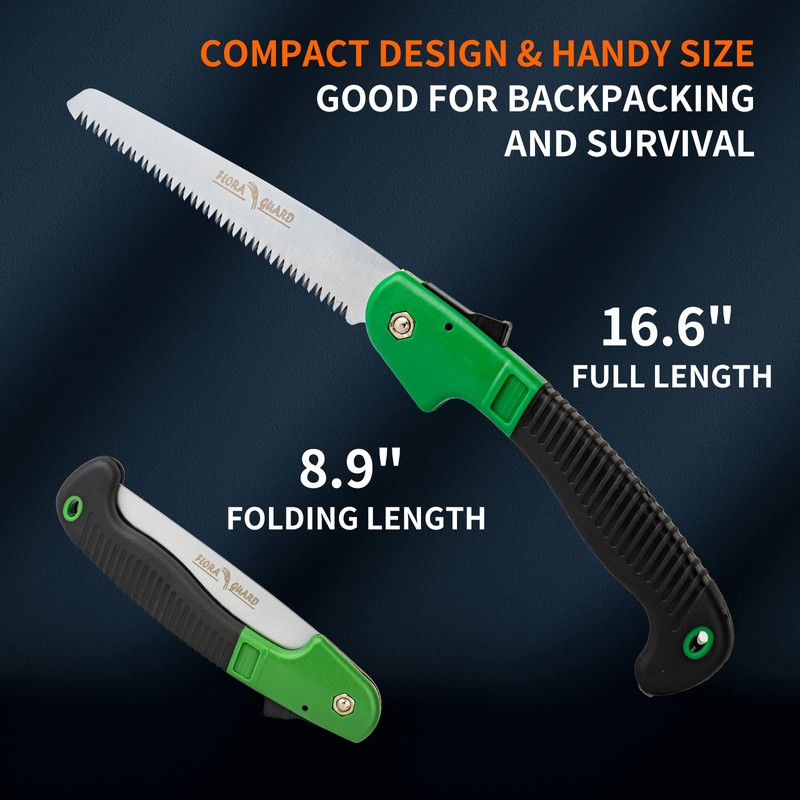 FLORA GUARD 7.7-Inch Folding Hand Saw, Pruning Saw with Trible-Cut