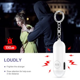 OQIMAX Shrill Alarm for Women, 130 dB Loud Personal Alarm, Self-Defense Pocket Alarm with Strobe LED Flash Light Signal, Safety Keyring, Siren Alarm for Women