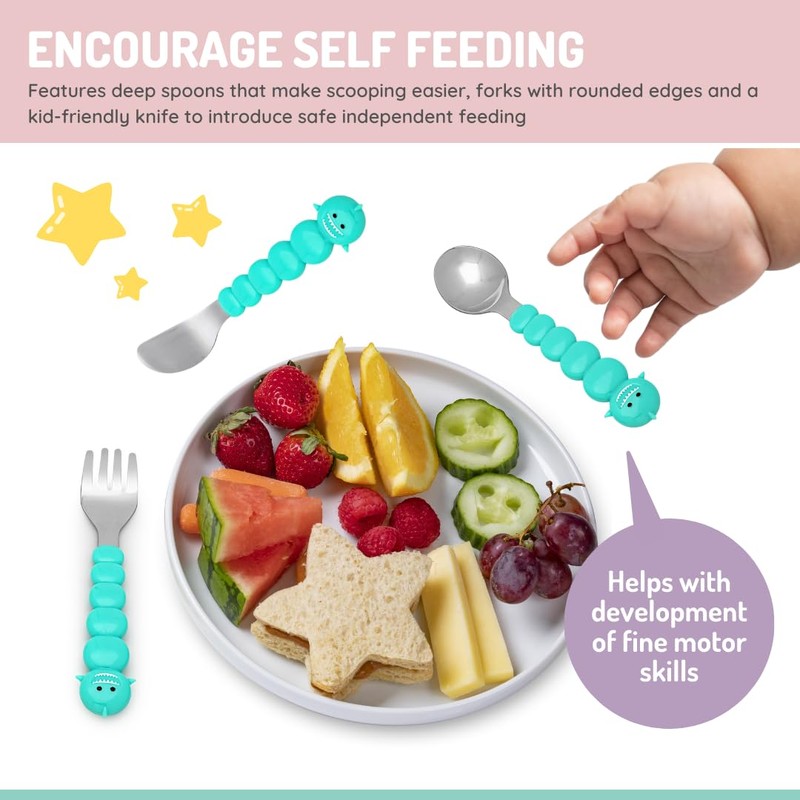 melii Toddler and Kid Feeding Spoon Fork & Knife Set,