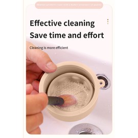Iborrys - cepillo para polvo de maquillaje de silicona para limpieza – Portaescobillas de silicona plegable portátil, cepillo para polvo de maquillaje incrustado en la parte inferior, limpiador y secador de brochas de maquillaje 2 en 1 Diseño 2 en 1, Caq