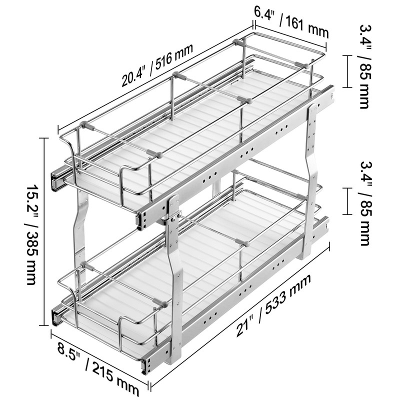 Happybuy 8.5"W x 21"D Pull Out Cabinet Organizer, Heavy Duty