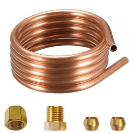 1/4“ OD Copper Pilot Tubing with 7/16"-24 UNS Male/Female Compression Fittings for Gas Water Heater pilot,Gas Fryer - 24 inch Length