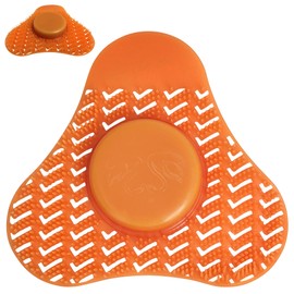 Bio-Enzyme Anti-Splash Urinal Screen Deodorizer with Urinal Cakes - Janitorial Solution for Commercial Use in Public Restrooms, Gas Stations - Citrus-Scented Orange Mats (1 Pack)