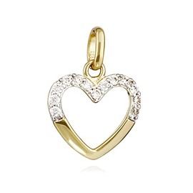 NKlaus 13269 Women's Pendant Heart 333 Yellow Gold 8 Carat 12 x 12 mm White Zirconia, Yellow Gold