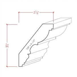 EWCR30 Crown 7/8" x 4-1/2" Unfinished 3-1/2" High x 2-7/8" Deep, Maple, 42"