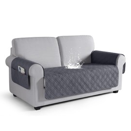 VANSOFY Couch Cover, Waterproof Sofa Covers Washable Slipcover Furniture Protector Couch Seat Covers Non-Slip Couch Cover for Dogs, Pets(Loveseat Plus, Dark Gray)