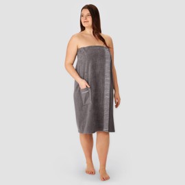 Schiesser Rome Sauna Kilt for Women Made of Absorbent Cotton Terry (Sizes S - XXL), Made in Green, Certified, Colour: Dark Grey, Size: 36-44