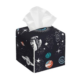 Tissue Box Cover Space Galaxy Constellation Modern PU Leather Square Tissue Box Holder - Decorative Holder/Organizer for Bathroom Vanity Countertop, Night Stands, Office Desk & Car 5"X5"X5"