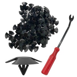 50pcs Hood Insulation Retainer Clips with 1pc Fastener Remover - for Chrysler, Jeep, Dodge, ram 1500 - Replace OEM 4878883aa Nylon Clip Hood Liner Push pin-Red