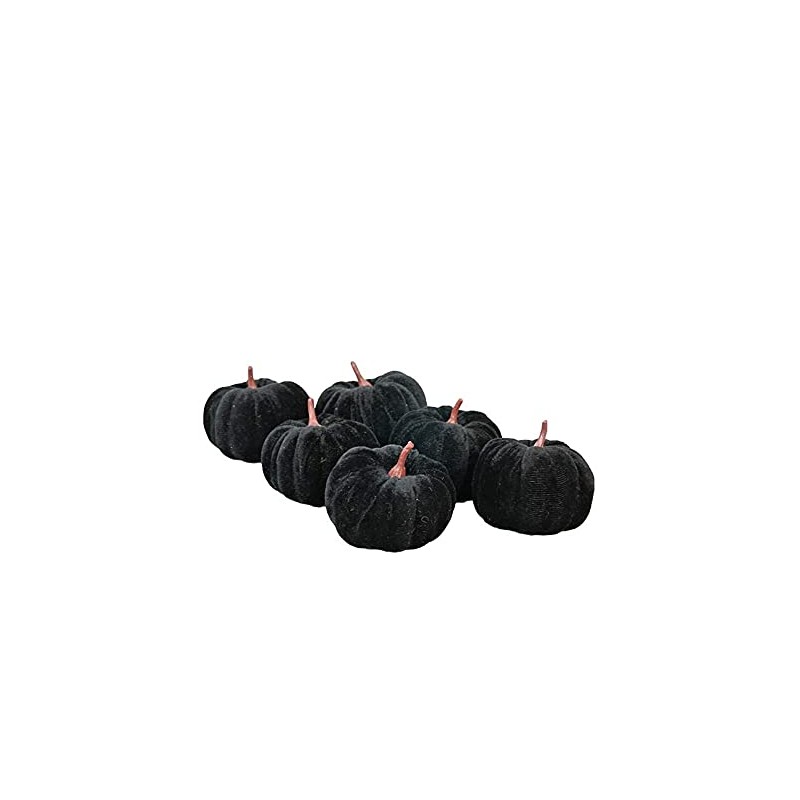 Small Decorative Velvet Pumpkins, Set of 6 (Black)