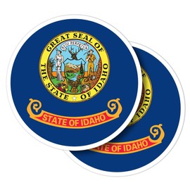 Vinyl Round Stickers (Set of 2) 7.5cm - Idaho Flag Vector Emblem for Laptops, Tablets, Luggage, Scrap Booking, Fridges #60749