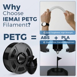 IEMAI PETG Filament 1.75mm Bundle 5kg, 3 Black + 2 White 1kg/Spool, Strong & Durable 3D Printer Filament Up to 300mm/s for Functional Parts & Creative Projects