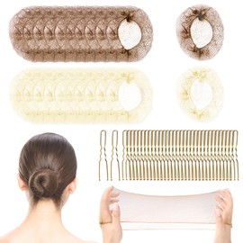 Invisible Hair Nets Elastic Hair Nets with 50 Pieces U Shape Gold Hair Pins for Women Girls 20 Pieces Beige Light Brown
