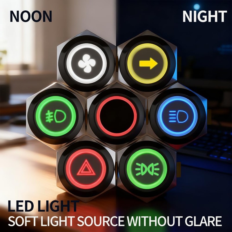 FILN 19mm Latching Push Button Switch, 5A ON Off IP67