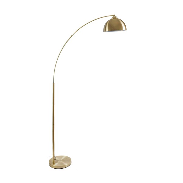 Archiology Arc Floor Lamp, 79" Height Gold Brass Floor Lamp Curved, and Metal Dome Shade with Glossy White Interior Perfect for Living Room Reading Bedroom Home Office