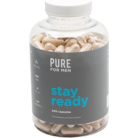 Pure for Men Original Cleanliness Stay Ready Fiber Supplement, 240 Vegan Capsules, Helps Promote Digestive Regularity. Psyllium Husk, Chia Seeds, Oat Fibre, Proprietary Formula