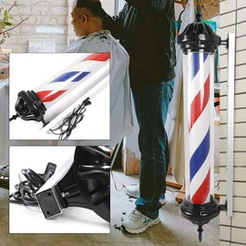 YIYIBYUS Barber Pole LED Light 40" Hair Salon Barber Shop Open Sign Lamp Red White Blue Stripes Rotating Pole Light for Hair Salon Barber Shop