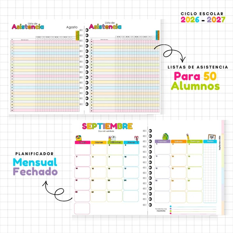 Agenda Escolar Docente 25 - 26/27 Para Maestras Mod #7
