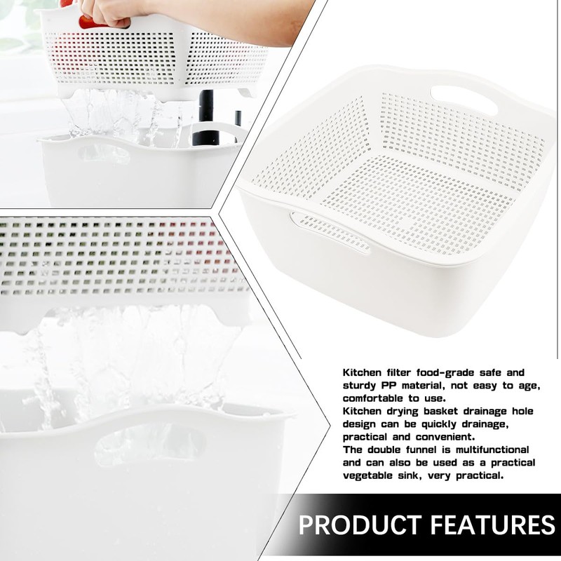 LNQ LUNIQI Double-layer Draining Basket Plastic Fruits Vegetable Washing Basket