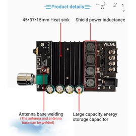 WANGCL ZK-XPS 150W + 150W TDA7498E Audio Power Amplifier Equalizer BT 5.0 Stereo Subwoofer HiFi Class D Digital Music Home Cinema AUX AMP