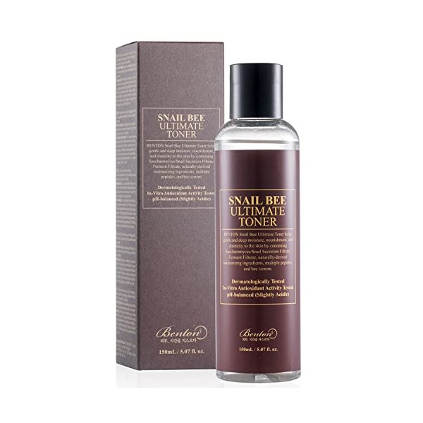BENTON Snail Bee Ultimate Toner - Anti Aging Toner with Snail Secretion Filtrate - Hydrating & Nourishing Booster to Improve Elasticity and Minimize Wrinkles - Fragrance-Free, 5.07 fl.oz.