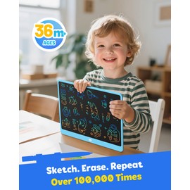 TEKFUN LCD Writing Tablet for Adults, Large Doodle Board, 16 Inch Colorful Drawing Tablet Writing Pad, Toddler Toys for 3 4 5 6 7 8 9 Year Old Girls Boys Teen, Birthday Gifts for Kids (Blue)