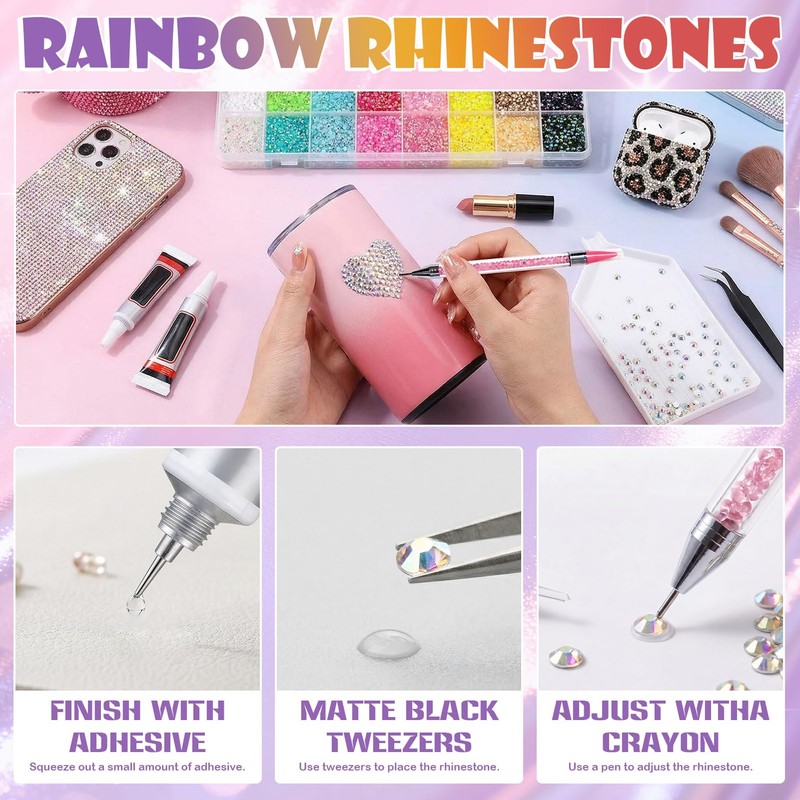 Simmofia 40 Colors Bedazzling Kit with Glue, 40000 Resin Rhinestones