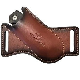 Leather Folding Knife Sheath for Belt, Horizontal Carry Brown Knife Sheaths for 4'' - 5'' Pocket Knives, Knife Holder Compact Draw Knifes Carrier EDC Tools Holster Knife Case COHOMELARS