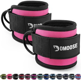 DMoose Fitness Ankle Straps for Cable Machines - One Size Fit with Premium Padding, Glute Kickback Ankle Strap for Women & Men, Cable Attachments for Gym, Booty Workouts & Hip Abductors