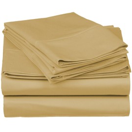 SUPERIOR 530-Thread-Count Sheet Set, Premium Long-Staple Cotton, Cal King, Cafe