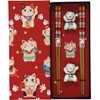 JADE TEMPLE Maneki Neko Chopsticks Set Red